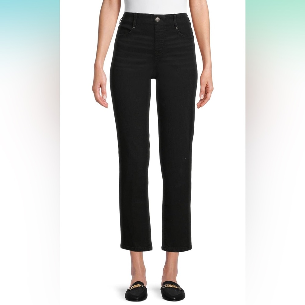 NWT Time and Tru Mid-Rise Straight Leg Pull On Jeans - Black - Size XL / 16 - 18